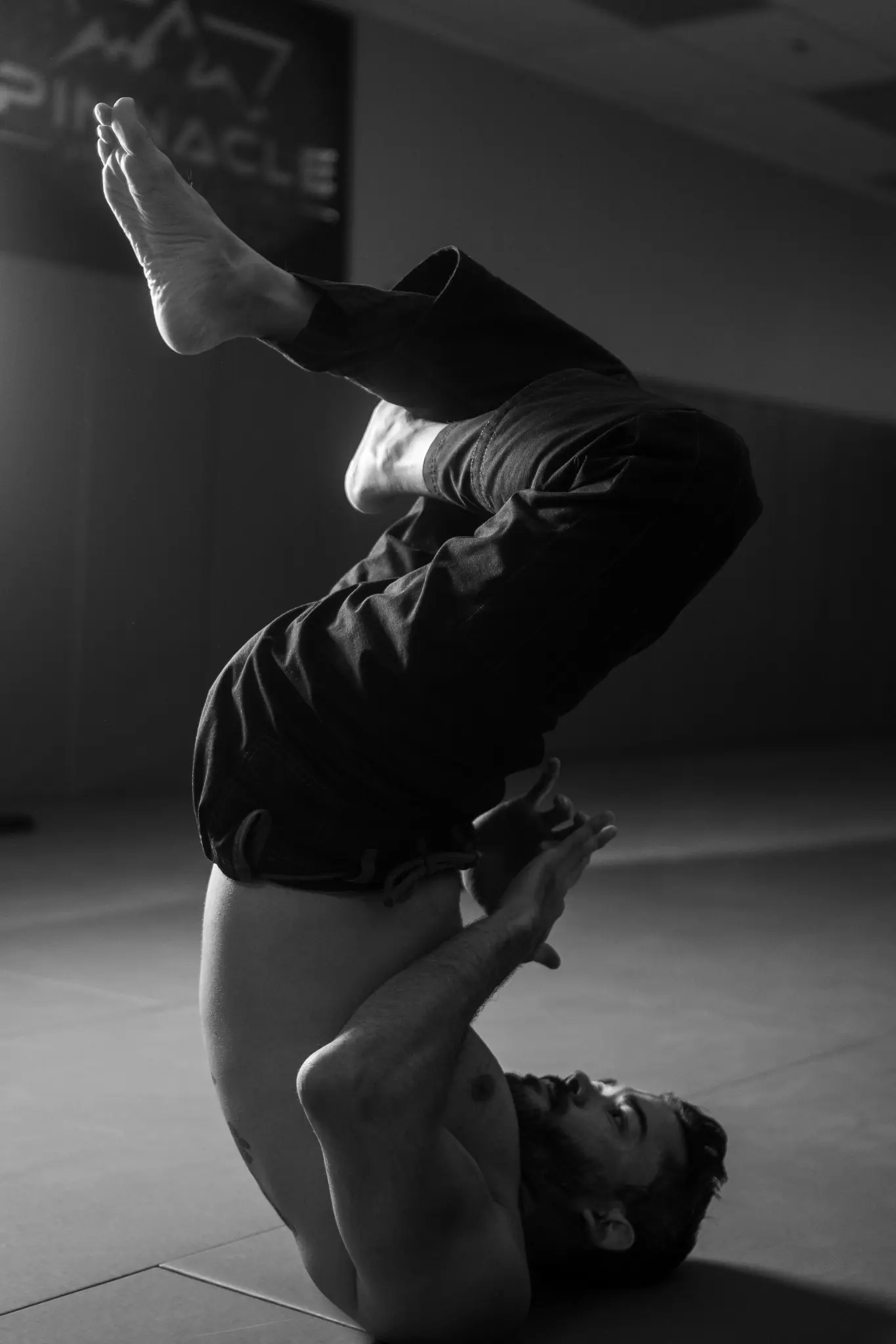 A student working through mobility drills before training